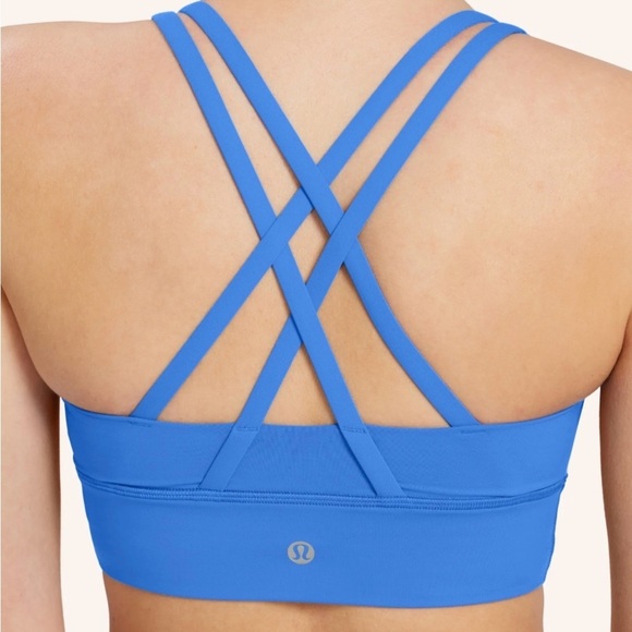 Lululemon Sports Bra Size 10 Purple Blue Med Support Removable Cups Criss Cross - Picture 2 of 7